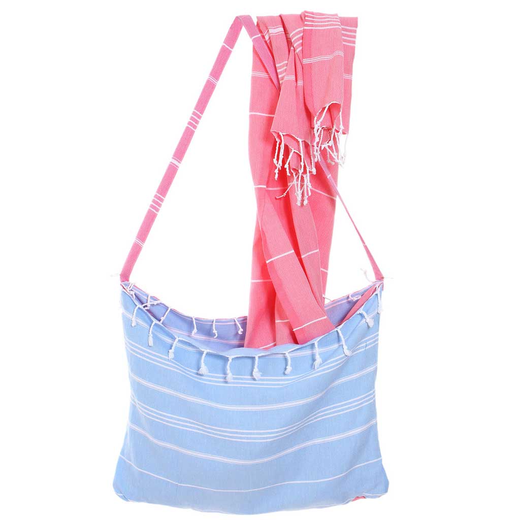 custom beach bag towel pestemal 100% Turkish cotton convertible Peshtemal