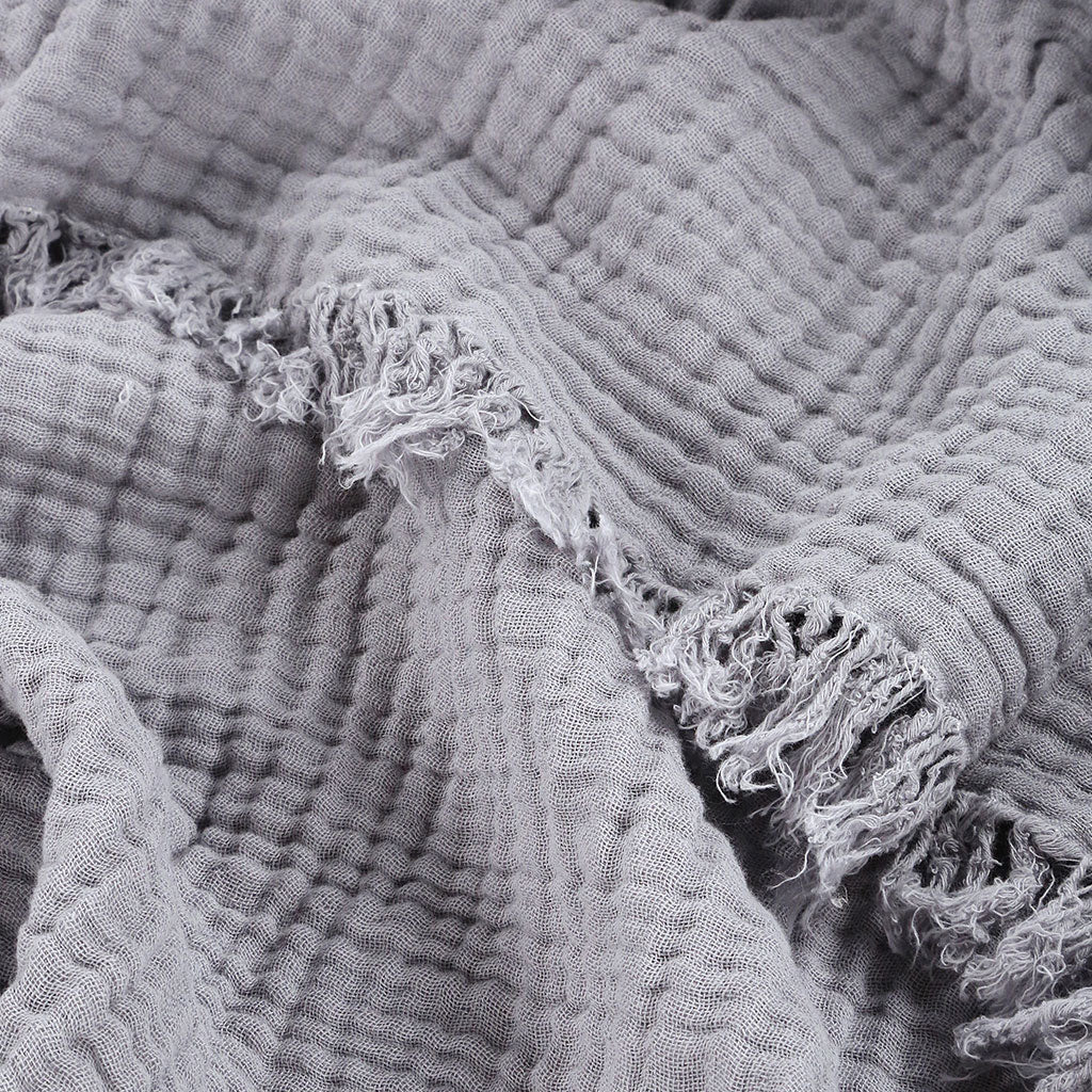 4-layered Muslin Throw Blanket made from 100% natural cotton. Soft, breathable, and lightweight Turkish throw for bedding, sofa, home decor, or gifting.