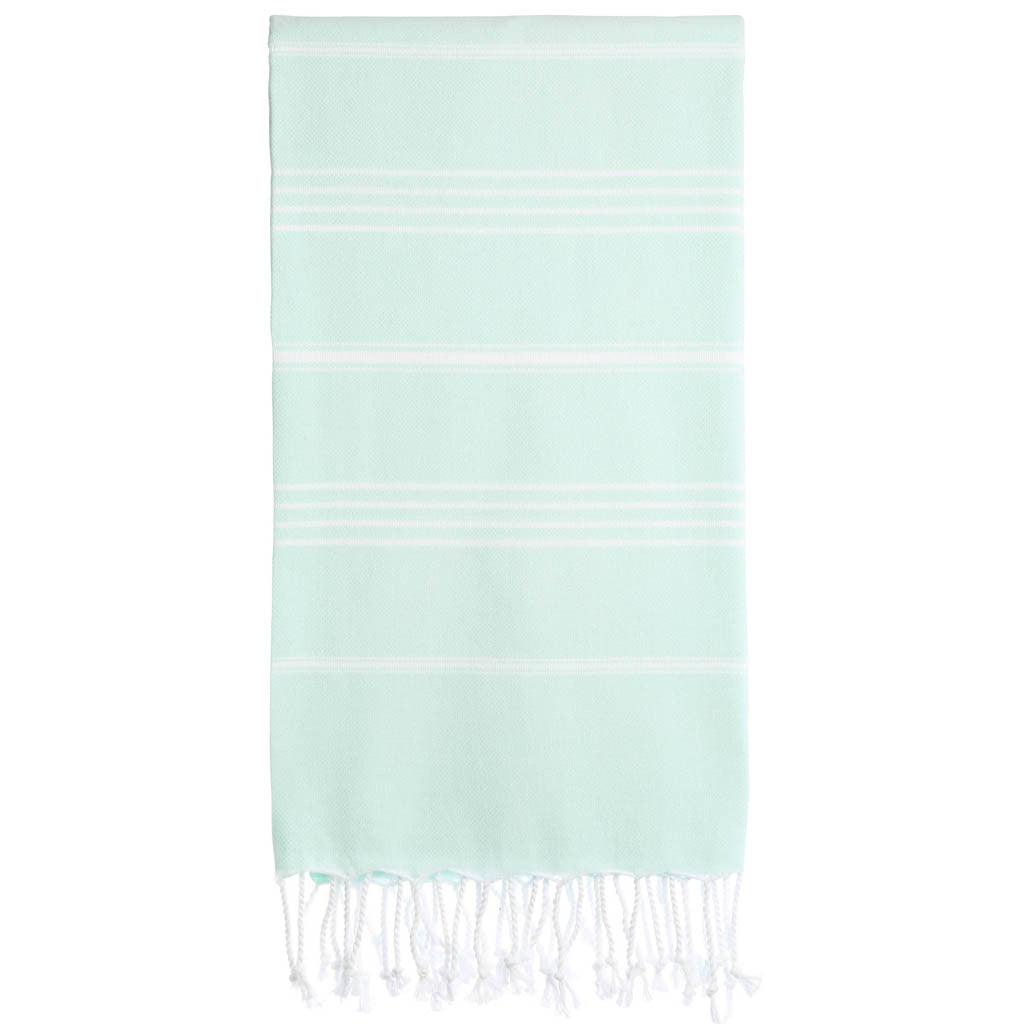 Mint Green & Orange Fouta Peshtemal Turkish Towel for Bath or