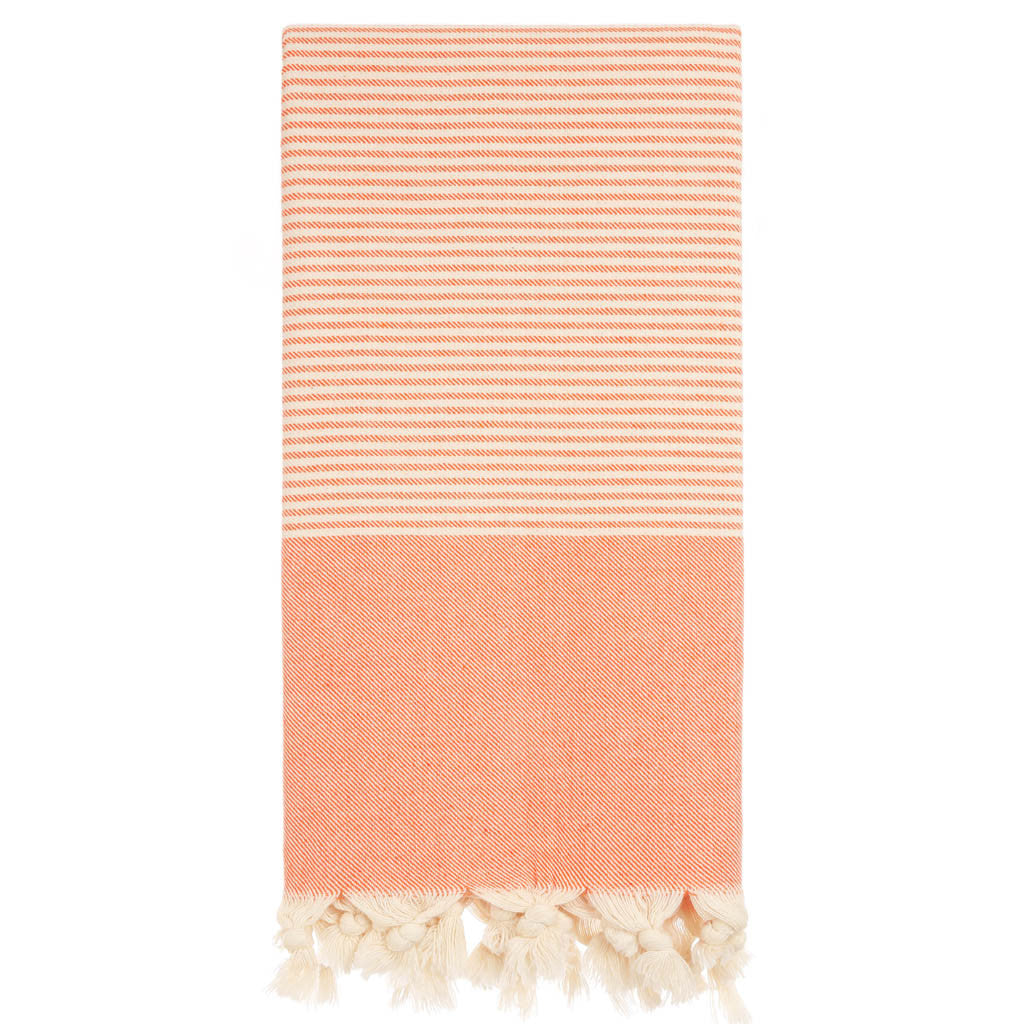 Mint Green & Orange Fouta Peshtemal Turkish Towel for Bath or