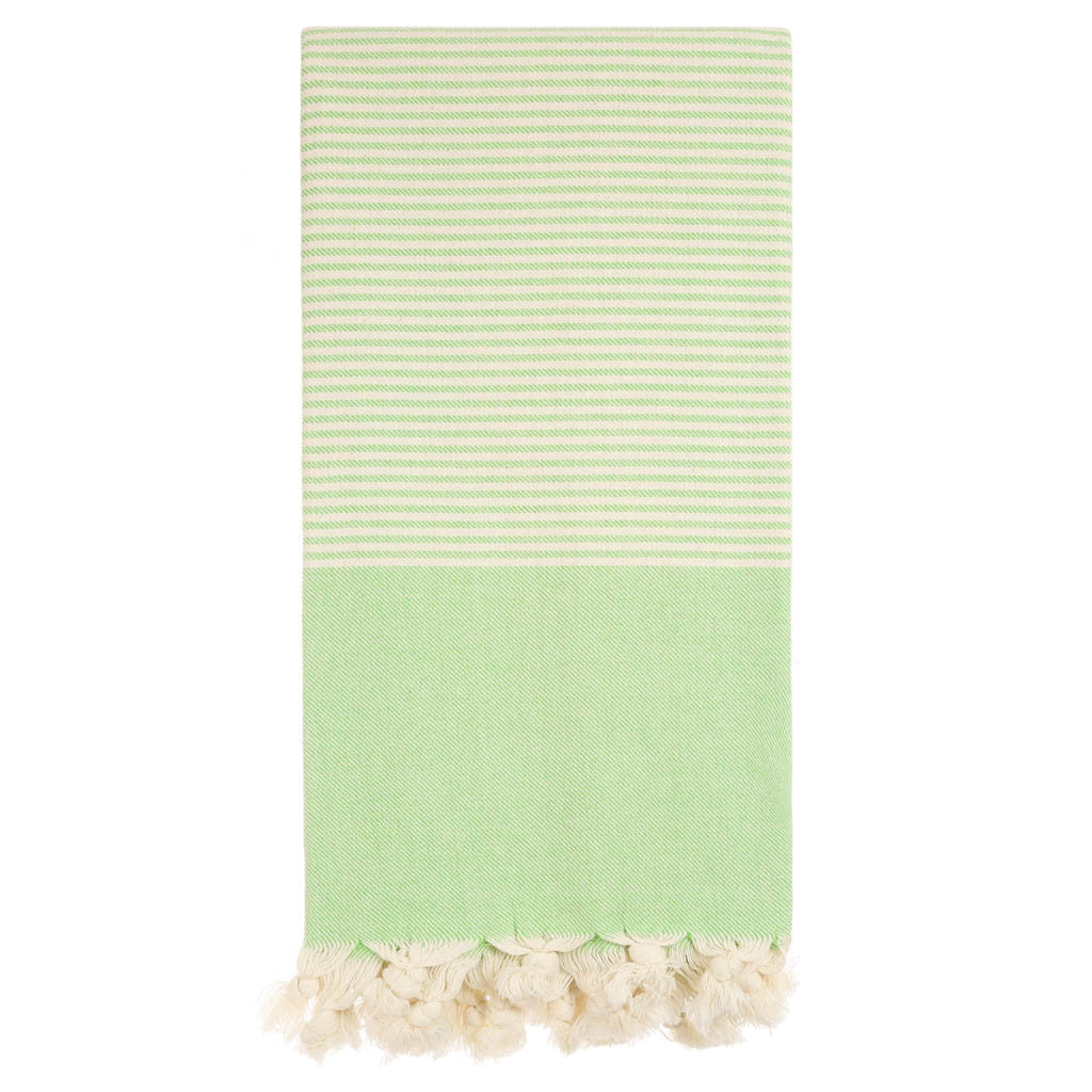 Mint Green & Orange Fouta Peshtemal Turkish Towel for Bath or